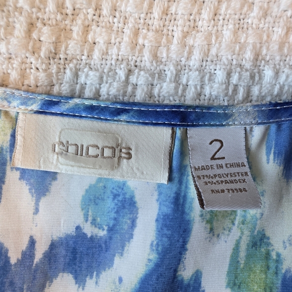 Chico’s Blue Green Abstract Print Sleeveless Tank Top Size 2 (M/L) - Picture 4 of 9